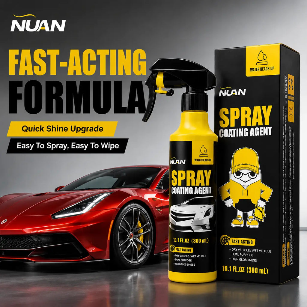 NUAN Car Paint Coating - Ceramic Coating Spray for Cars, 3-In-1 Waterless Wash & Wax, Hydrophobic Paint Protection, High Gloss Shine, Sio2 Ceramic Spray, Wax Polish Spray, Ph Neutral Car Wash, Headlight Coating, Ceramic Coating Kit, Water Beading Spray