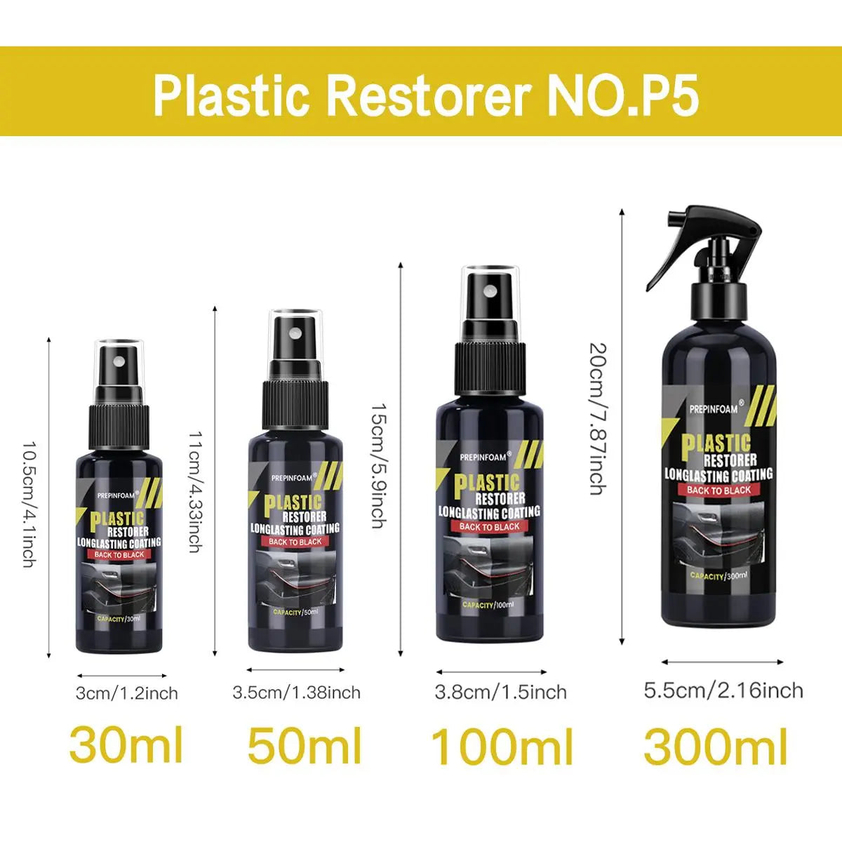 Car Plastic Restorer, Quick Polish for Color Restoration & Protection on Car Panels, Tires & Dashboards, Easy to Use, Long-Lasting Protection, Car Detailing Products, Automotive Detailing Product #GLOBAL PICKS