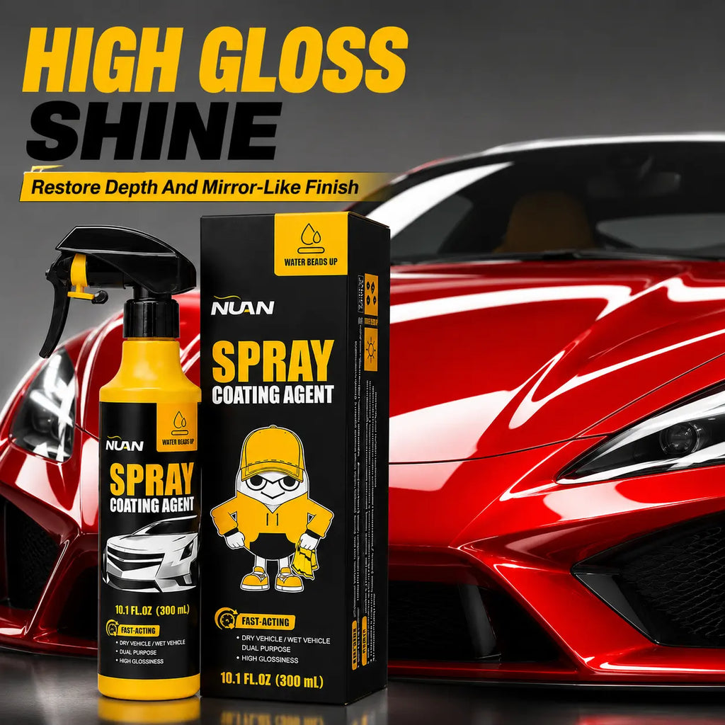 NUAN Car Paint Coating - Ceramic Coating Spray for Cars, 3-In-1 Waterless Wash & Wax, Hydrophobic Paint Protection, High Gloss Shine, Sio2 Ceramic Spray, Wax Polish Spray, Ph Neutral Car Wash, Headlight Coating, Ceramic Coating Kit, Water Beading Spray