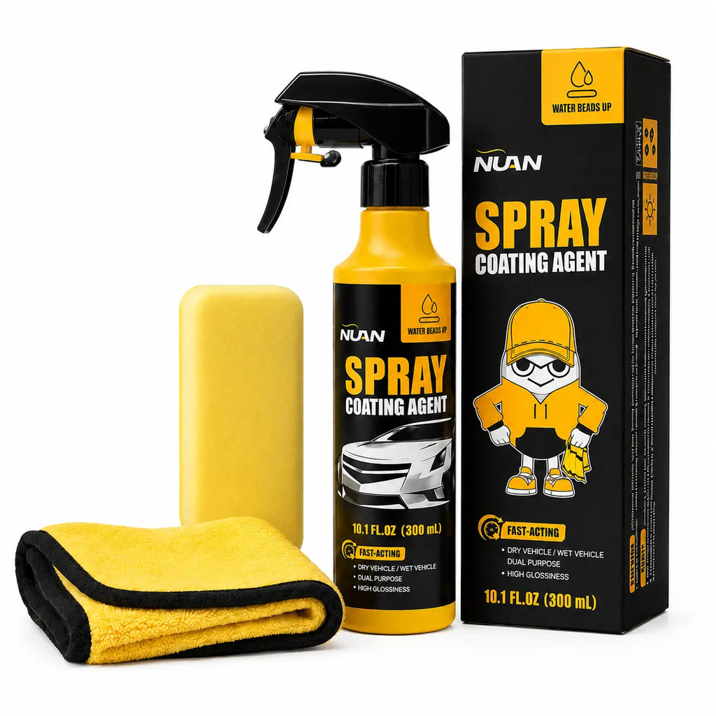 NUAN Car Paint Coating - Ceramic Coating Spray for Cars, 3-In-1 Waterless Wash & Wax, Hydrophobic Paint Protection, High Gloss Shine, Sio2 Ceramic Spray, Wax Polish Spray, Ph Neutral Car Wash, Headlight Coating, Ceramic Coating Kit, Water Beading Spray