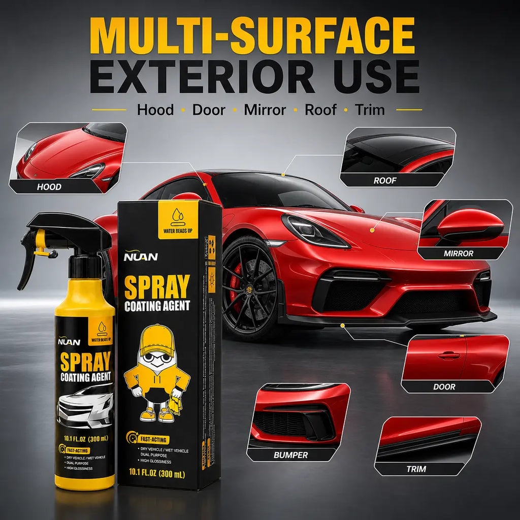 NUAN Car Paint Coating - Ceramic Coating Spray for Cars, 3-In-1 Waterless Wash & Wax, Hydrophobic Paint Protection, High Gloss Shine, Sio2 Ceramic Spray, Wax Polish Spray, Ph Neutral Car Wash, Headlight Coating, Ceramic Coating Kit, Water Beading Spray